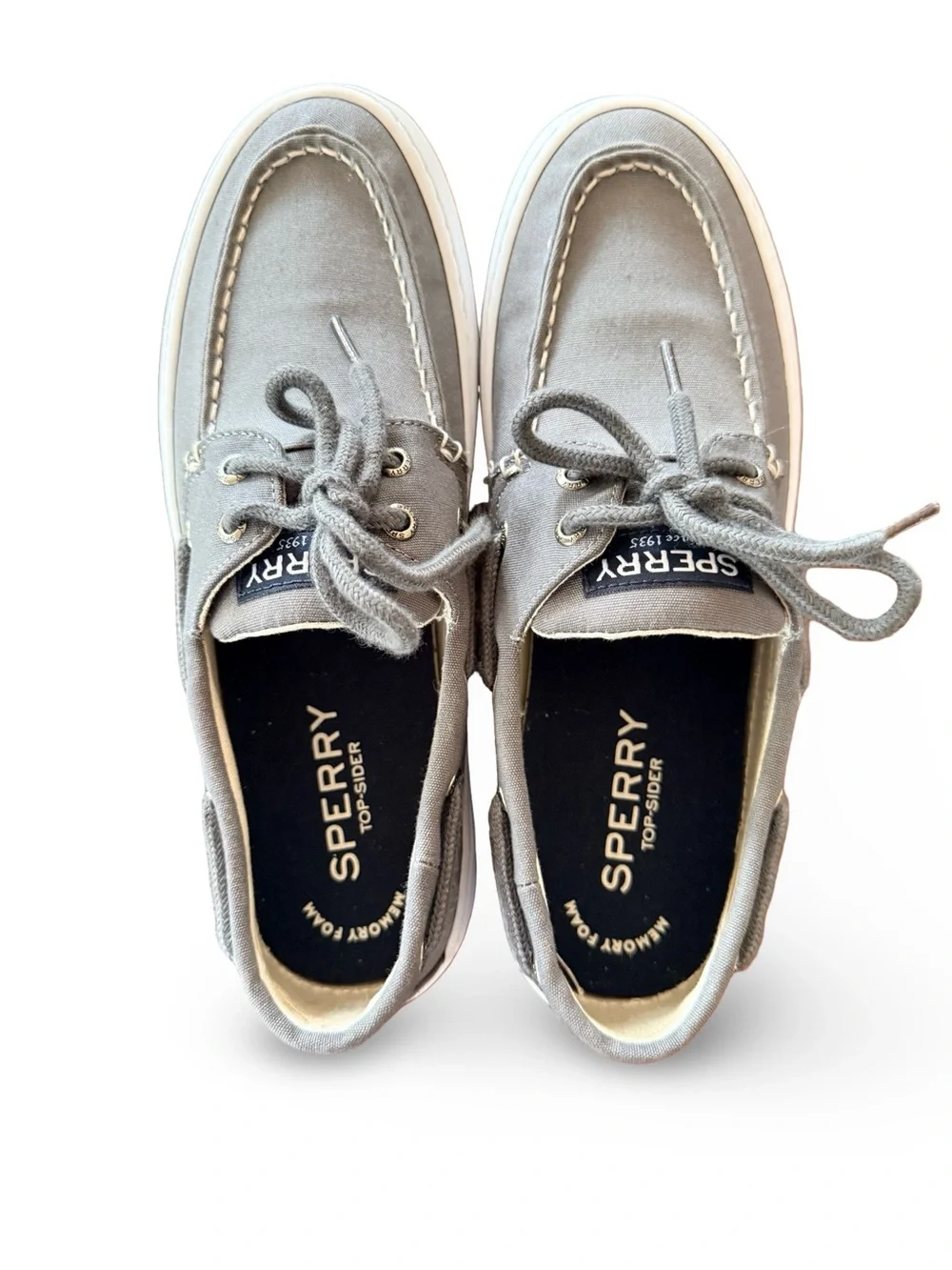 Brand New Sperry Men's Grey Canvas Boat Shoes Size 8.5
